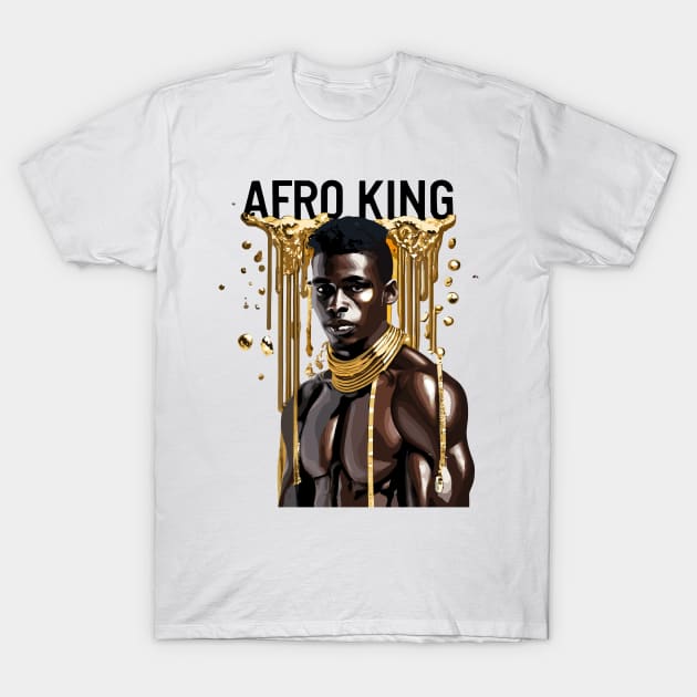 Afro King Drippin' Gold T-Shirt by Graceful Designs